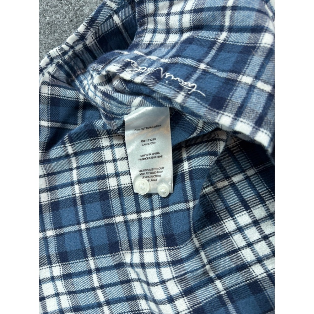 TravisMathew Mens Small Blue White Plaid Long Sleeve Button Down Flannel Shirt - Picture 6 of 7